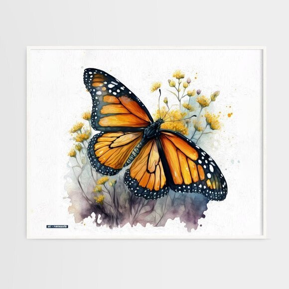 16x20 Monarch Butterfly Watercolor Oil Painting Wall Art Poster - Picture 5 of 5